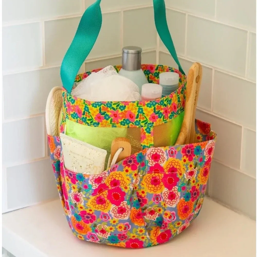 NEW Natural Life Floral Mesh Shower Caddy Dorm College Pockets Pink Green